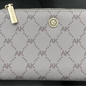 Anne Klein Gray Cosmetic Bag with Gold Accents